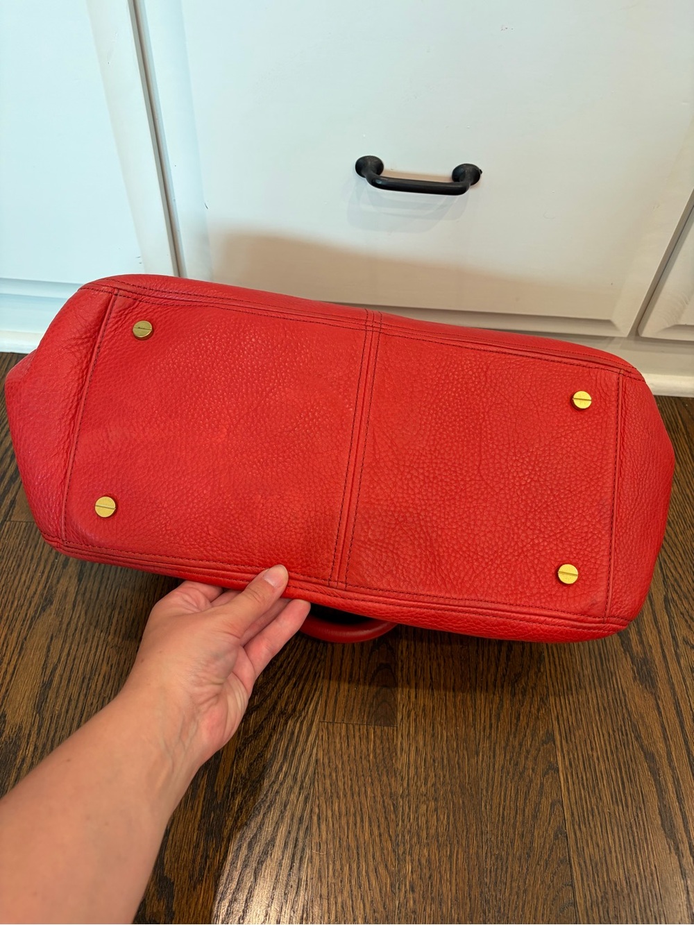 J. CREW Biennial Satchel Red Pebbled Leather Tri Compartment Shoulder Bag - Picture 11 of 14